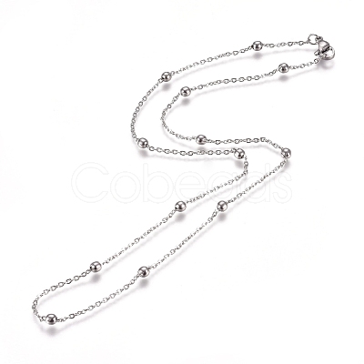 Non-Tarnish 304 Stainless Steel Cable Chain Necklaces NJEW-L159-08C-P-1