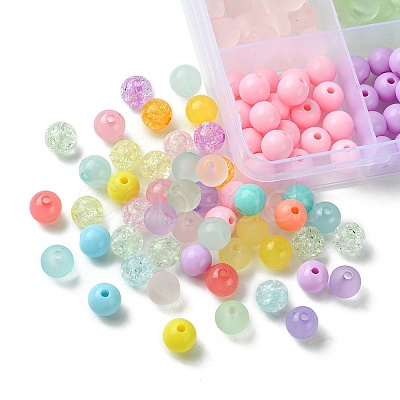 Transparent Crackle Acrylic Beads MACR-YW0002-94-1