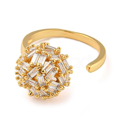 Brass Micro Pave Cubic Zirconia Open Finger Ring RJEW-C069-10G-1