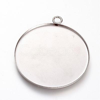 Tarnish Resistant 201 Stainless Steel Pendant Cabochon Settings STAS-T004-015-1