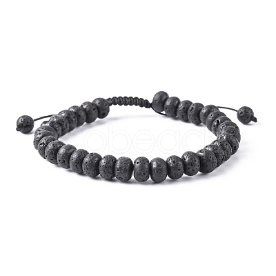 Adjustable Natural Lava Rock Braided Bead Bracelets BJEW-F369-A02-1