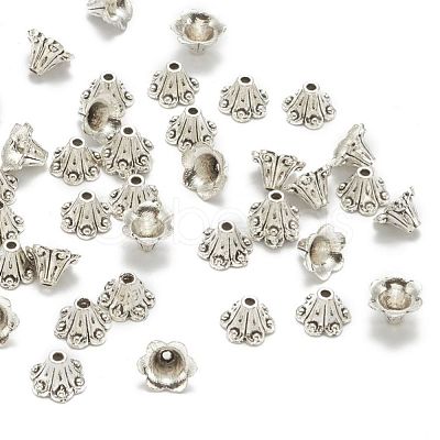 Tibetan Style Alloy Flower Bell Filigree Bead Caps TIBEB-O005-02-1