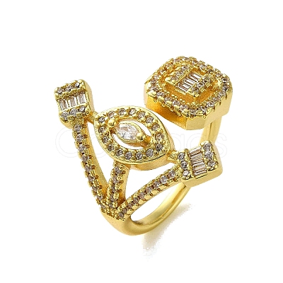 Brass with Cubic Zirconia Rings RJEW-B057-04G-01-1