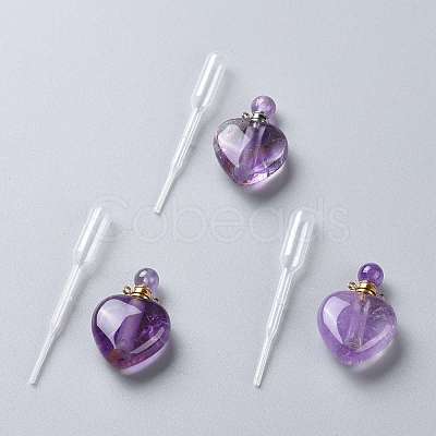 Natural Amethyst Openable Perfume Bottle Pendants G-K420-05-1