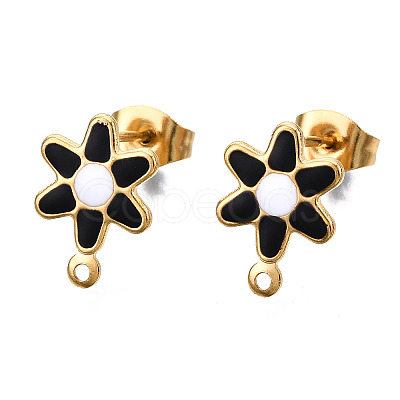 304 Stainless Steel Enamel Stud Earring Findings STAS-T052-43G-02-1