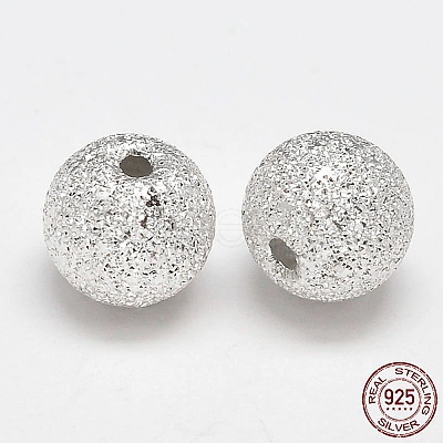 Round 925 Sterling Silver Textured Beads STER-F012-23F-1