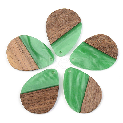 Opaque Resin & Walnut Wood Pendants RESI-S389-010A-C03-1