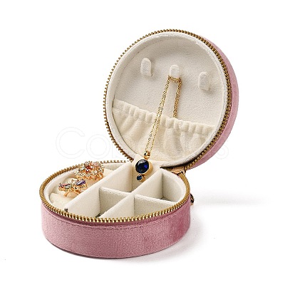 Round Velvet Jewelry Storage Zipper Boxes CON-P021-02A-1