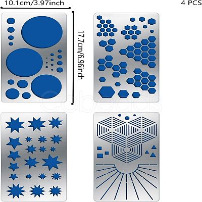 Fingerinspire 4Pcs 4 Style Custom 304 Stainless Steel Cutting Dies Stencils DIY-FG0002-08-1