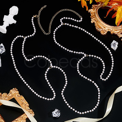 Resin Imitation Pearl Beaded Chain Tassel Shoulder Chains AJEW-WH0470-63-1