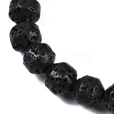 Natural Lava Rock Beaded Stretch Bracelets for Men Women BJEW-G727-01D-1