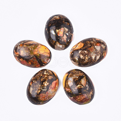 Assembled Synthetic Imperial Jasper and Bronzite  Cabochons G-S329-080-1