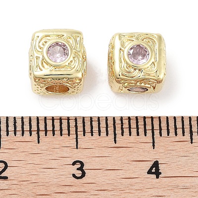 Brass Micro Pave Cubic Zirconia Beads KK-C051-28G-05-1