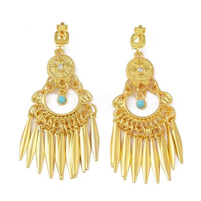 Bohemia Zinc Alloy Rhinestone & Resin Clip-on Earrings EJEW-C089-03G-1