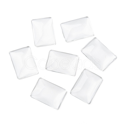 Transparent Rectangle Glass Cabochons X-GGLA-R025-25x18-1