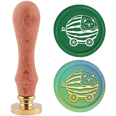 Brass Wax Seal Stamp with Handle AJEW-WH0184-0252-1