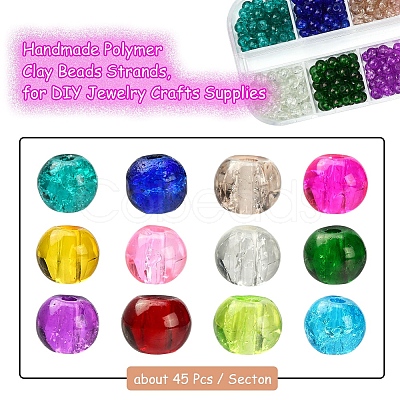 540Pcs 12 Colors Spray Painted Crackle Glass Beads Strands CCG-YW0001-08-1