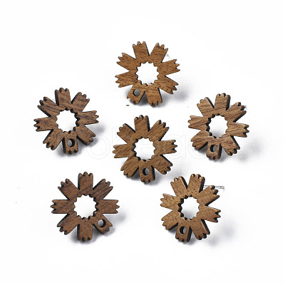 Walnut Wood Stud Earring Findings MAK-N032-039-1