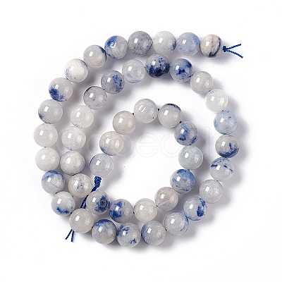 Natural Blue White Dumortierite Round Beads Strands G-E265-01A-1