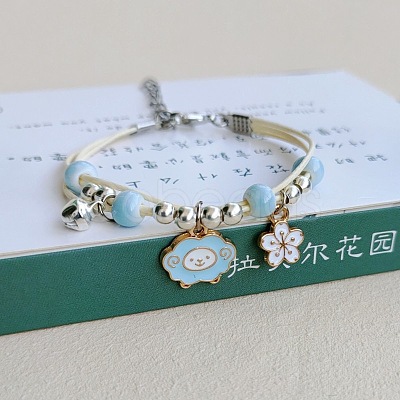 Cute Cartoon Sheep Alloy Enamel Three Layer Multi-strand Charm Bracelets for Women TU6041-4-1