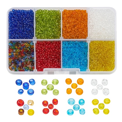 8 Colors Glass Seed Beads SEED-YW0001-56-1