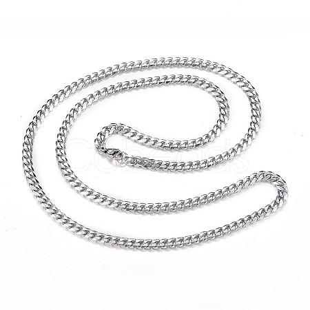 304 Stainless Steel Curb Chain Necklaces NJEW-G271-17P-1