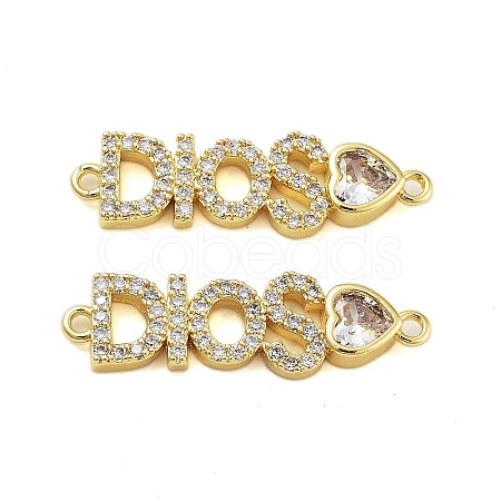 Rack Plating Brass Micro Pave Clear Cubic Zirconia DIOS Links Connector Charms KK-S379-23G-1