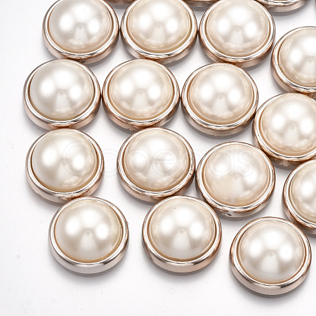 ABS Plastic Imitation Pearl Cabochons X-PACR-T007-13-1