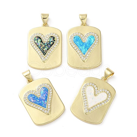 Valentine's Day Brass Micro Pave Clear Cubic Zirconia Pendants KK-C045-33G-1