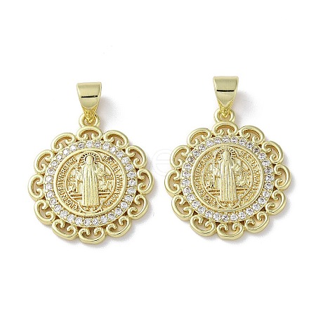 Rack Plating Brass Cubic Zirconia Pendants KK-M272-09G-1