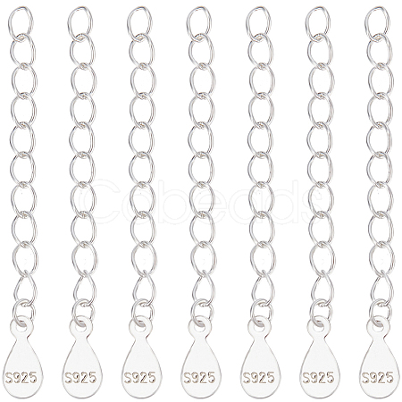 Beebeecraft 10Pcs 925 Sterling Silver Curb Chain Extender STER-BBC0006-11-1