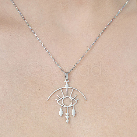 201 Stainless Steel Hollow Eye Pendant Necklace NJEW-OY001-84-1