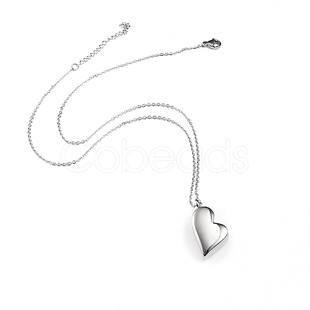 Stainless Steel Heart Urn Ashes Pendant Necklace BOTT-PW0007-08-1