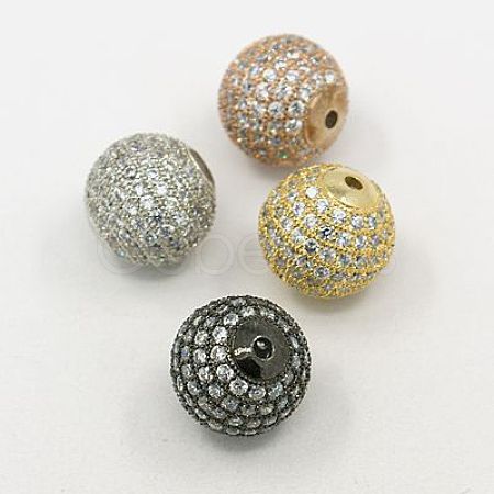 Brass Cubic Zirconia Beads ZIRC-F001-15-1