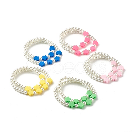 Flower Beads Stretch Bracelets Set for Children and Parent BJEW-JB07187-1