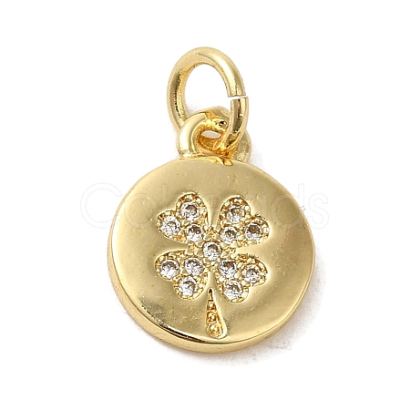 Brass Micro Pave Clear Cubic Zirconia Pendants KK-R162-006F-G-1