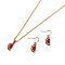 Alloy Enamel Pendant Necklaces & Dangle Earrings Sets for Women, Watermelon, 400mm