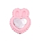 Spray Painted Alloy Beads with Rhinestone, Lead Free & Cadmium Free, Heart, Pink, 20x15.5x7.5mm, Hole: 1.6mm