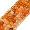 Dyed & Heated Natural Dragon Veins Agate Beads Strands, Faceted, Round, Dark Orange, 8mm, Hole: 1.2mm, about 48pcs/strand, 14.69''(37.3cm)