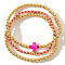 3Pcs Golden Luxury Brass Beaded Gothic Cross Ladies Elastic Bracelet Sets, Violet, 6-1/2 inch(16.5cm)