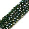 Electroplate Glass Beads Strands, AB Color Plated, Faceted, Rondelle, Dark Green, 3.5~3.8x3mm, Hole: 0.4mm, about 113~115pcs/strand, 12.80~12.99 inch(32.5~33cm)