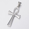 Tarnish Resistant 304 Stainless Steel Pendants, Ankh Cross, Stainless Steel Color, 44.5x25x3mm, Hole: 10x4mm