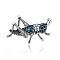 Grasshopper Alloy Rhinestone Brooches, Light Sapphire, 29x41mm