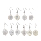 Natural Freshwater Shell Dangle Earring, with Iron Earring Hooks Finding, Flat Round, Mixed Shapes, 37.5x16mm