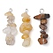 Gradient Color Natural Citrine & Natural Tiger Eye & Natural Gold Rutilated Quartz Chip Beaded Pendants, with 304 Stainless Steel Loops, Stainless Steel Color, 28~34x7~10x7~10mm, Hole: 2x3mm, 3pcs/set