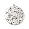 Tarnish Resistant 304 Stainless Steel Pendant Rhinestone Settings, Pendant Cabochon Settings, Flat Round with Eye, Stainless Steel Color, Tray: 4mm, Fit for 1.6mm Rhinestone, 20.5x18x2.5mm, Hole: 1.5mm