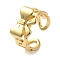 Bowknot Brass Open Cuff Rings for Women, Golden, 11mm, Inner Diameter: Adjustable