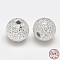 Round 925 Sterling Silver Textured Beads, Silver, 10mm, Hole: 1.8mm