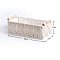 Handmade Woven Cotton Macrame Storage Basket, with Wooden Bar, Rectangle Storage Box, Snow, 350x120x170mm