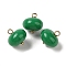 Acrylic Pendants, with Brass Loops, Flat Round, Green, 12x12mm, Hole: 1.6mm